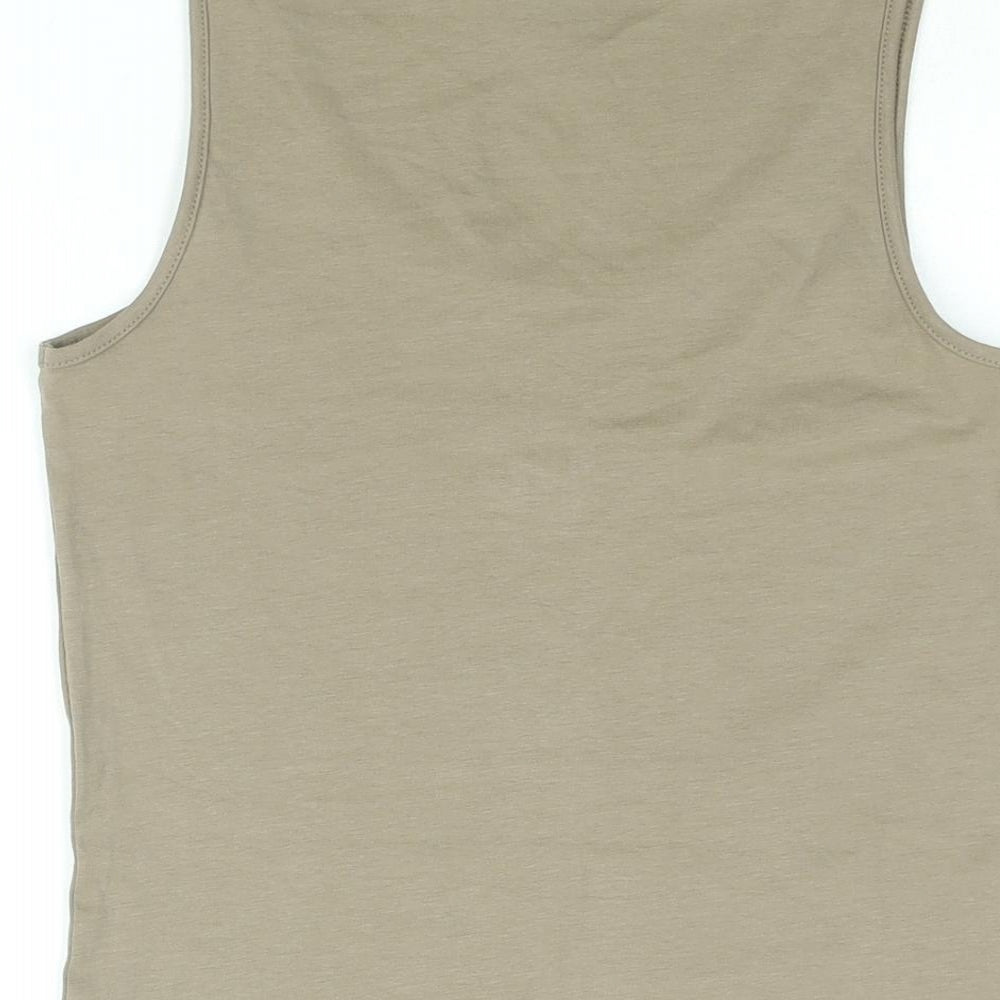 VERO MODA Womens Brown Cotton Basic Tank Size M Round Neck