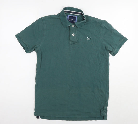 Additional front view of Crew Clothing Green Cotton Polo, size XS, Collared Pullover