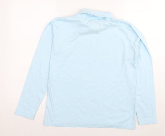 Womens UK Size 12 Palm Grove Blue Cotton T-Shirt