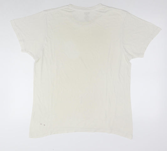 Reebok Mens White Cotton T-Shirt Size L Round Neck