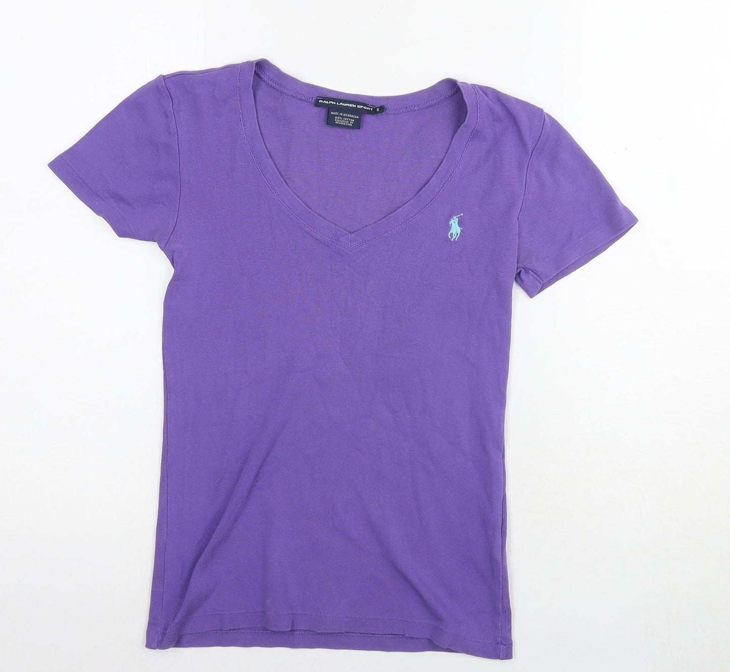 Polo Ralph Lauren Womens Purple Cotton Basic T-Shirt Size S V-Neck