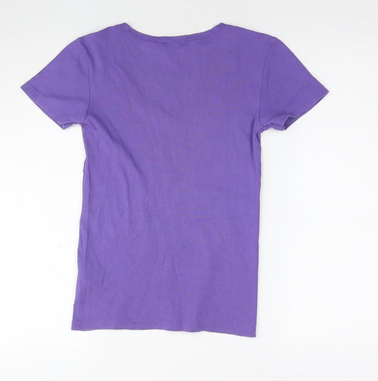 Polo Ralph Lauren Womens Purple Cotton Basic T-Shirt Size S V-Neck