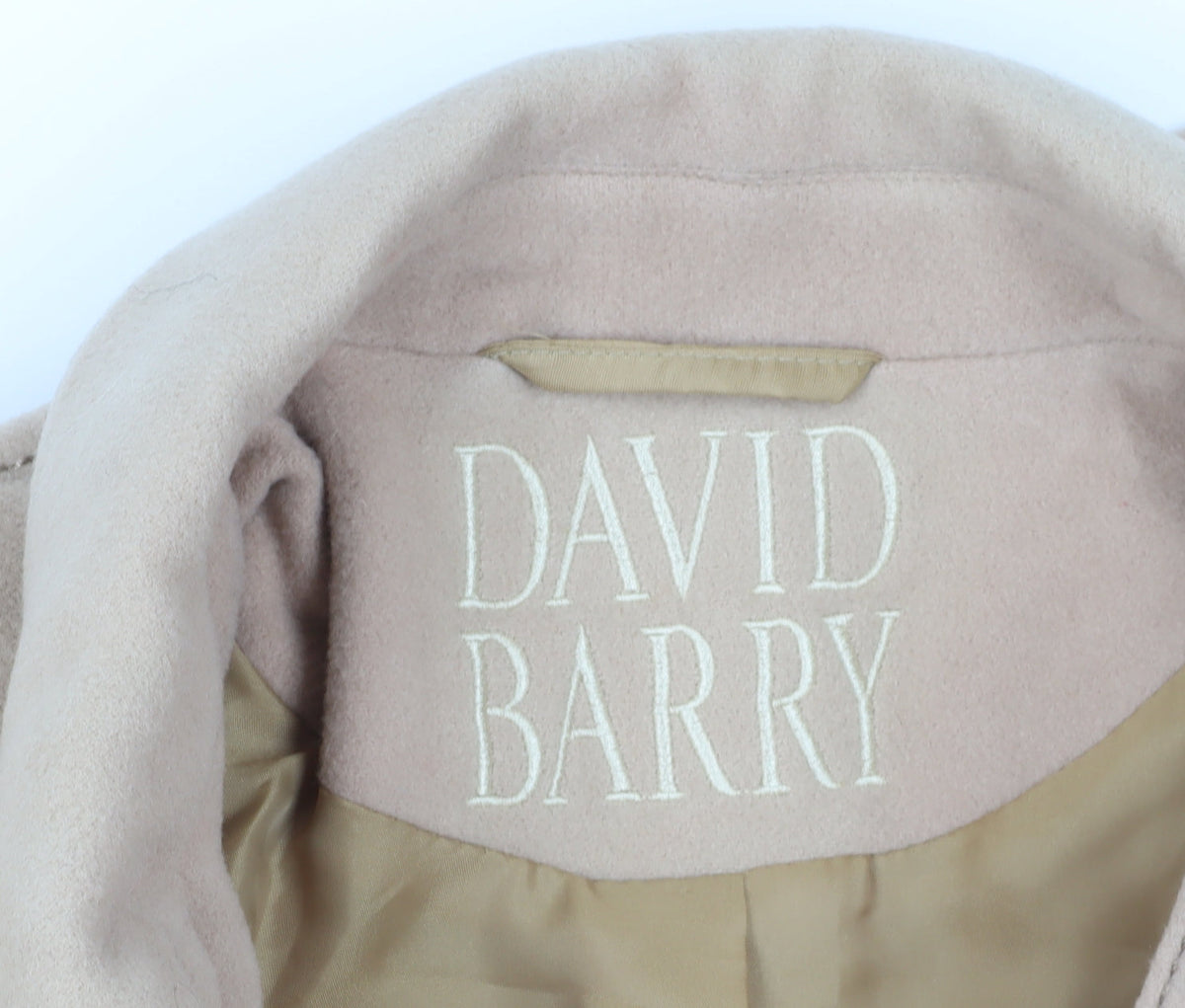 Additional view of David Barry Beige Wool Blend Overcoat, size 18