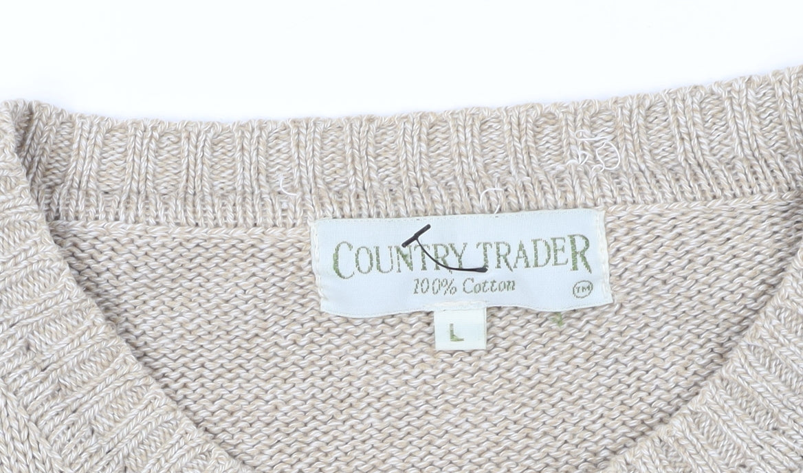 Brand and care label for Country Trader Beige L Pullover Crew Neck Jumper