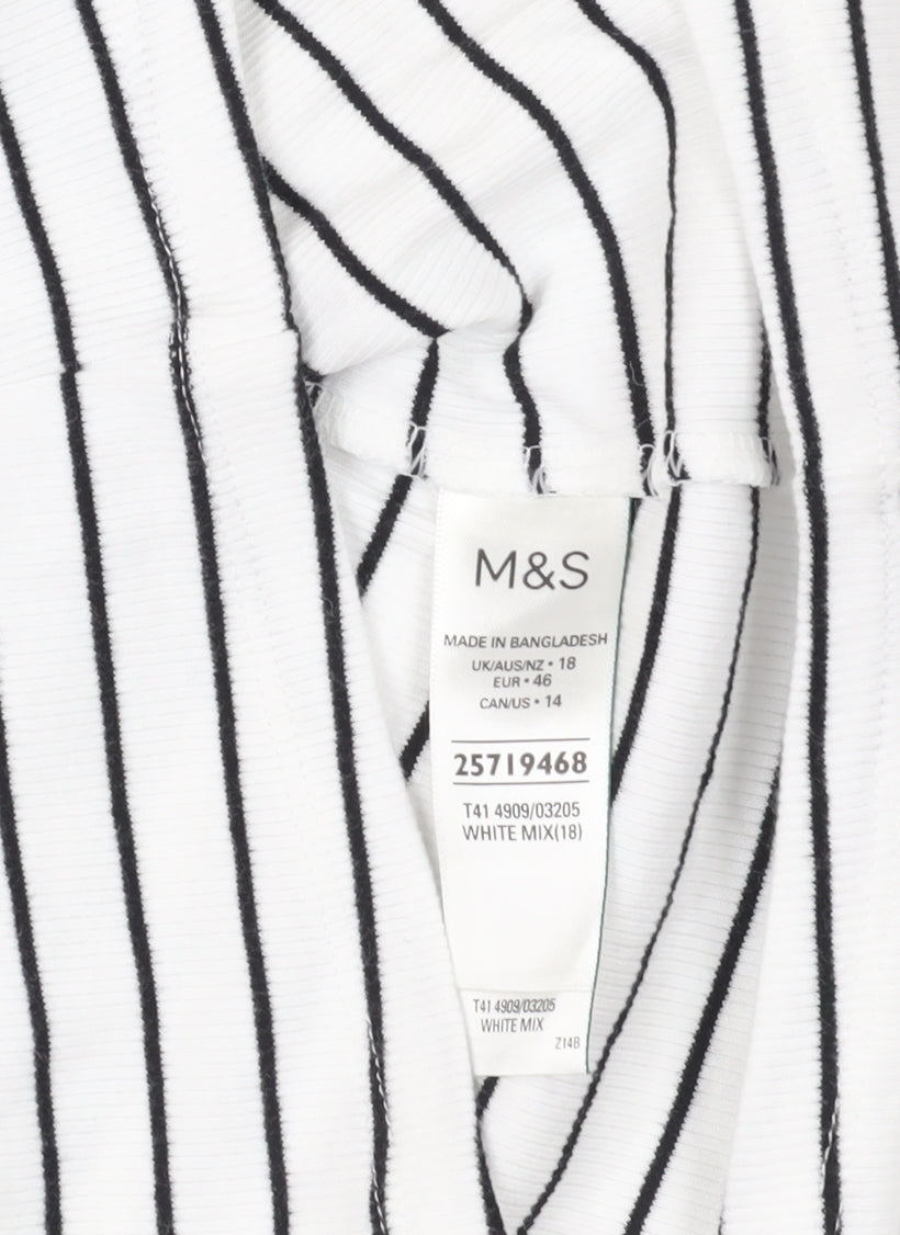 Brand and care label for Marks & Spencer Striped Cotton Tank, size 18