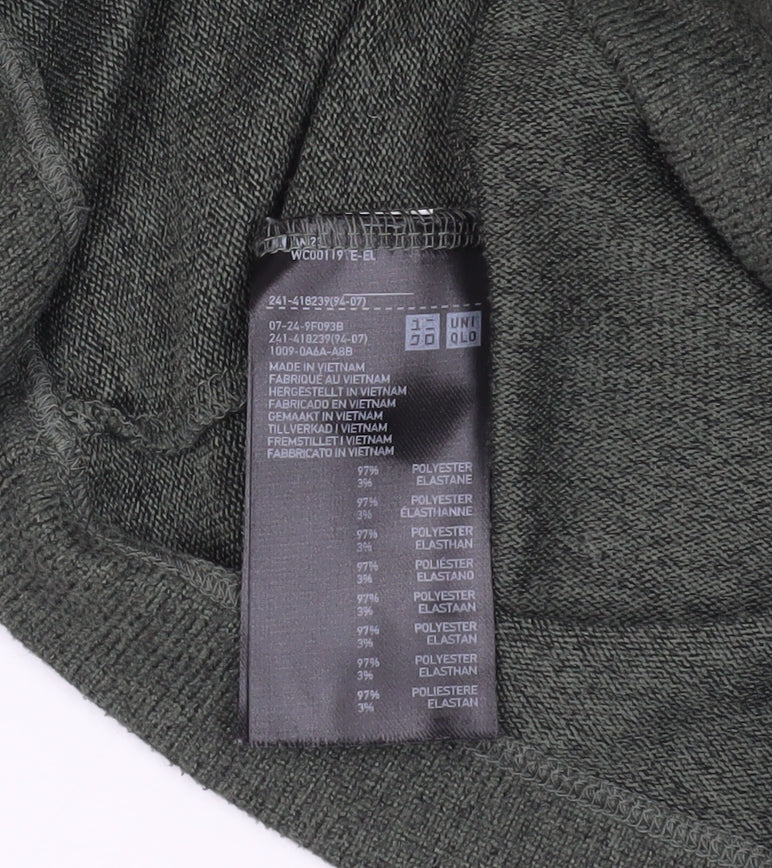 Close-up detail of Uniqlo Green High Neck jumper XS