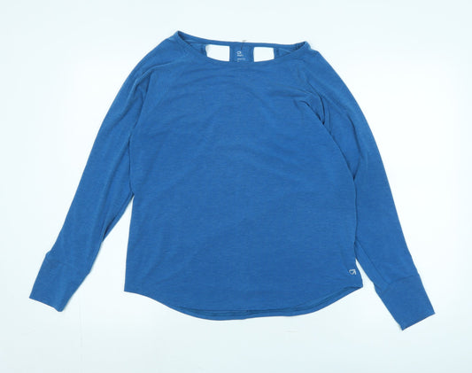 Gap Womens Blue Polyester Jersey T-Shirt Size S Boat Neck - Logo