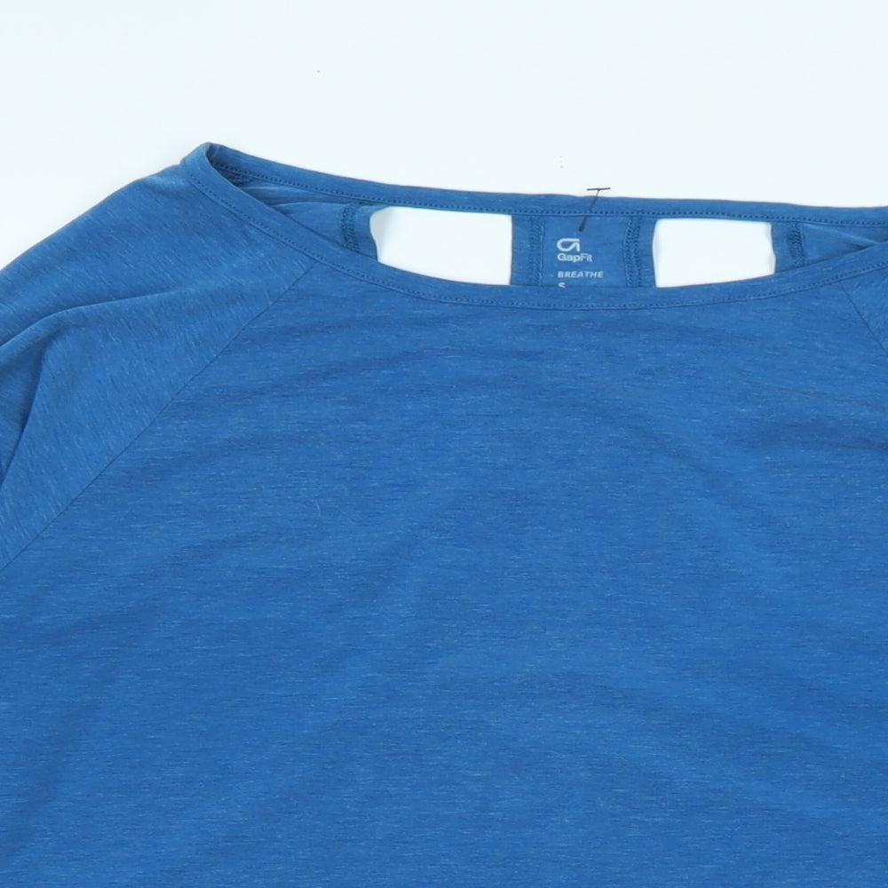 Gap Womens Blue Polyester Jersey T-Shirt Size S Boat Neck - Logo