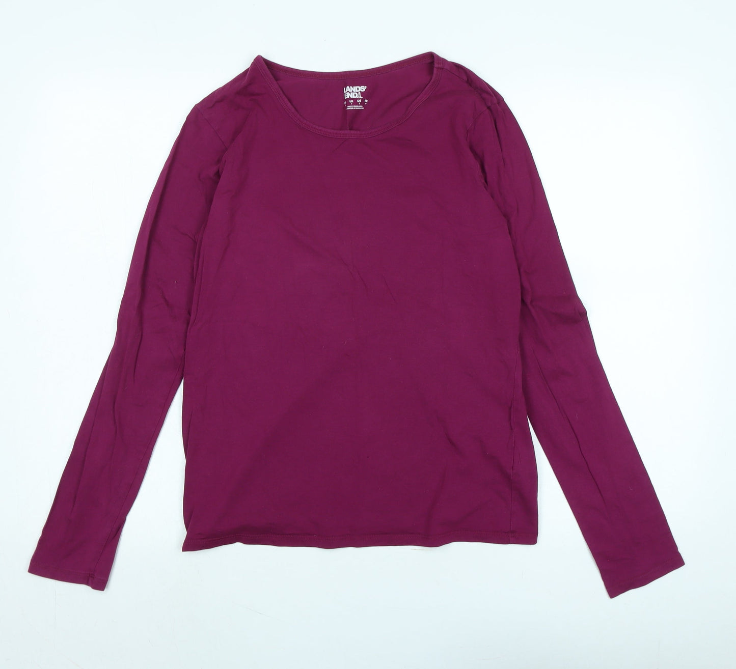 Lands' End Womens Purple Cotton Jersey T-Shirt Size S Scoop Neck - Logo