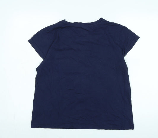 Disney Womens Blue Cotton Blend Basic T-Shirt Size M Scoop Neck - Lion King Simba