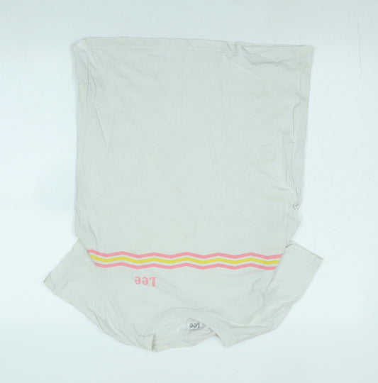 Lee Womens White Cotton Basic T-Shirt Size M Crew Neck - Logo