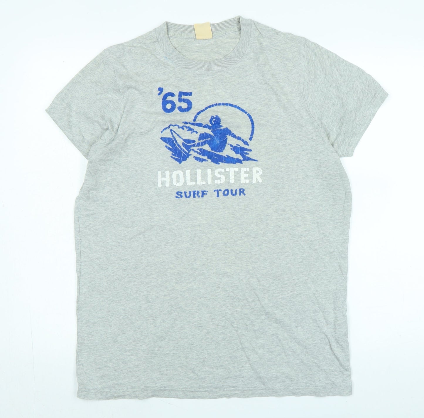 Hollister Mens Grey Cotton T-Shirt Size M Crew Neck - Logo