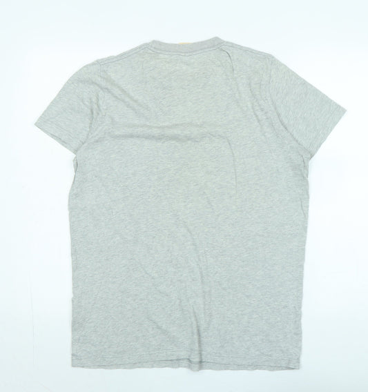 Hollister Mens Grey Cotton T-Shirt Size M Crew Neck - Logo