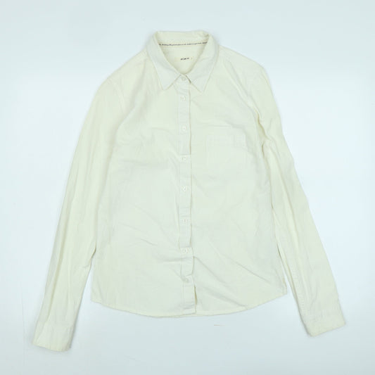 Lee Womens Ivory Cotton Basic Blouse Size S Collared - Logo