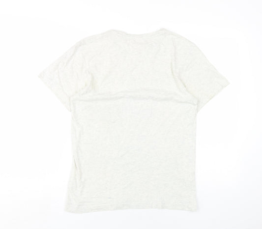 H&M Mens Grey Cotton T-Shirt Size S Round Neck