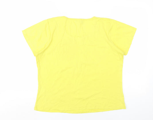 Womens UK Size L Klass Yellow Cotton T-Shirt