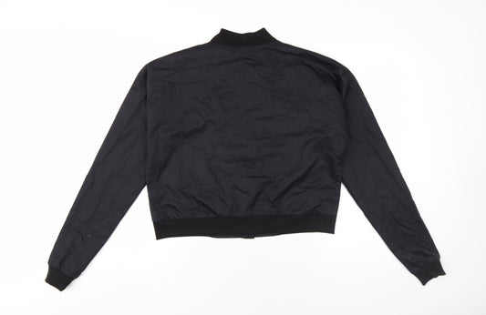 Boohoo Womens Black Bomber Jacket Jacket Size 10 Zip