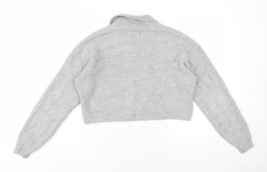 Hollister Womens Grey Collared Cotton Pullover Jumper Size S