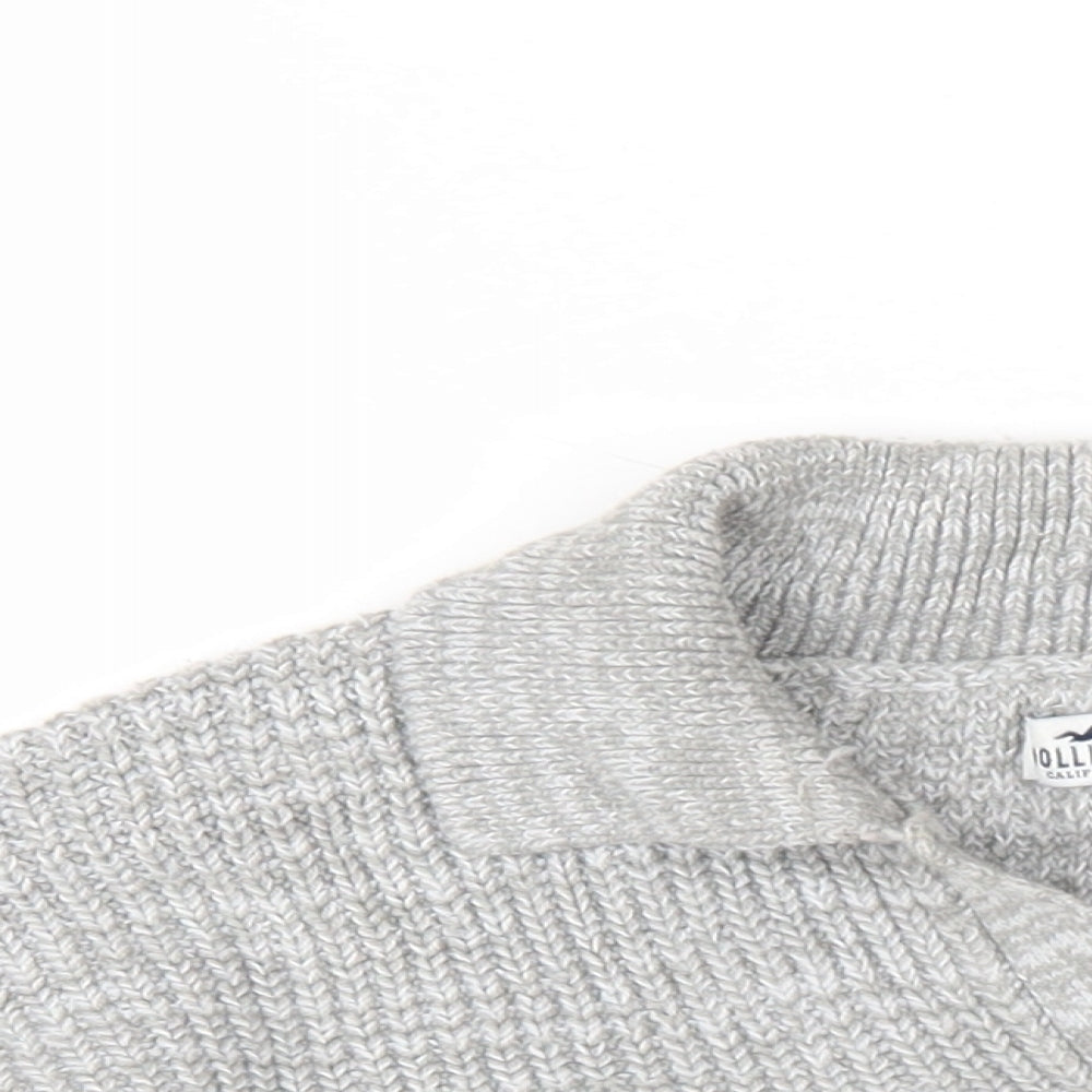 Hollister Womens Grey Collared Cotton Pullover Jumper Size S