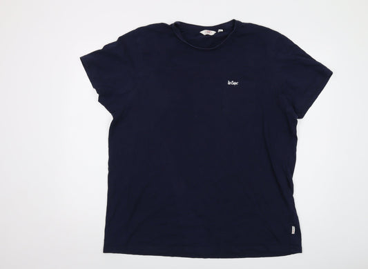 Lee Cooper Mens Blue Cotton T-Shirt Size 2XL Crew Neck