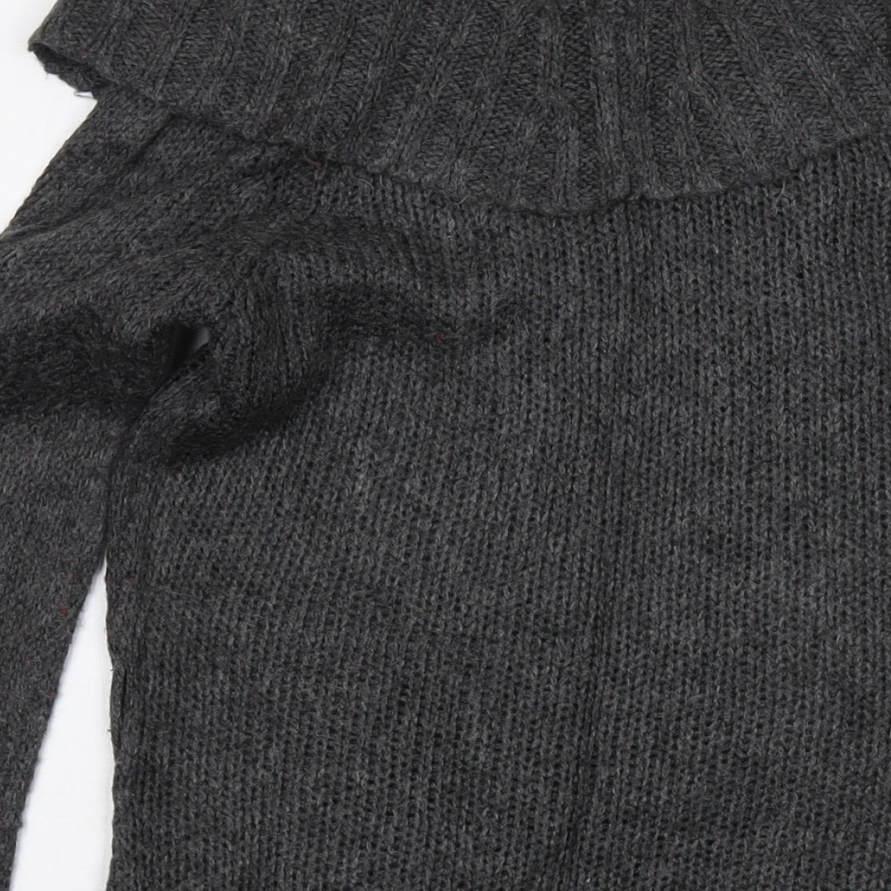 Brand and care label for Lee Cooper women’s grey roll neck acrylic jumper, size UK 8