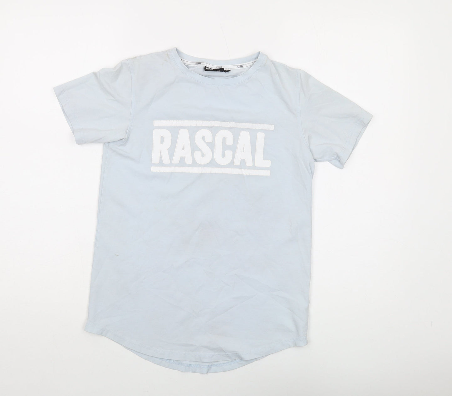 Rascal Womens Blue Cotton Basic T-Shirt Size L Crew Neck
