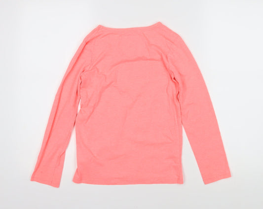 NEXT Girls Pink Cotton Basic T-Shirt Size 10 Years Boat Neck Pullover