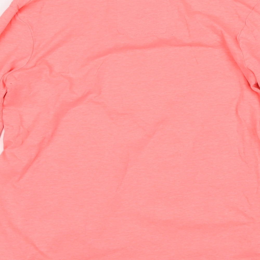 Brand and care label for Next girls’ pink cotton basic t-shirt, size 10, years boat neck pullover