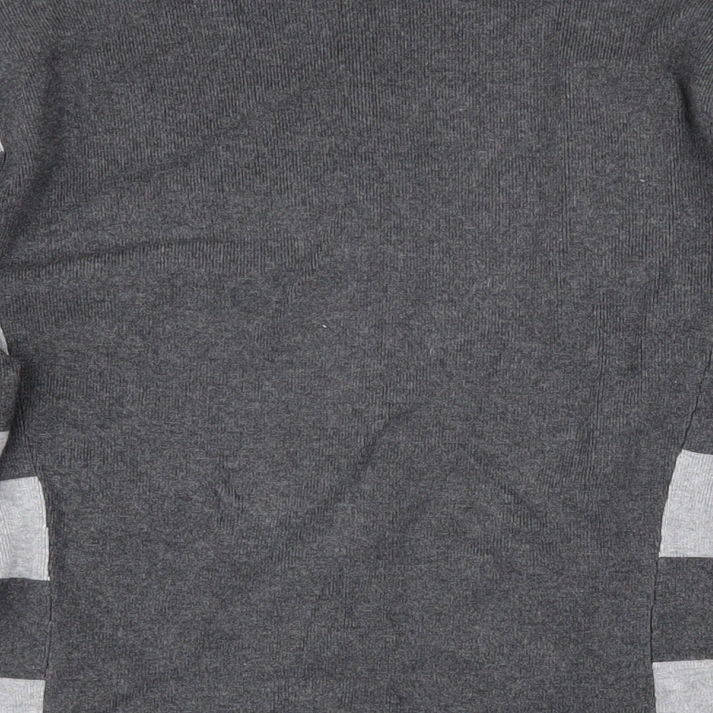 cc Womens Grey Square Neck Striped Trivinyl Pullover Jumper Size M