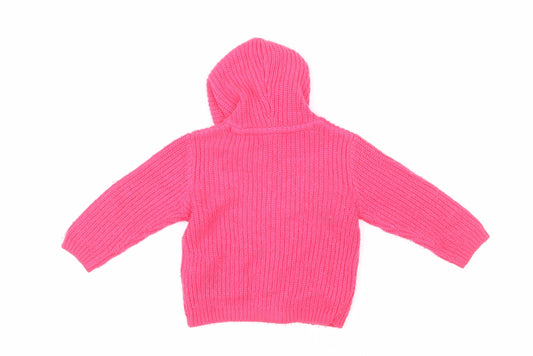 Blue Zoo Girls Pink Acrylic Cardigan Jumper Size 6-9 Months Button - cats