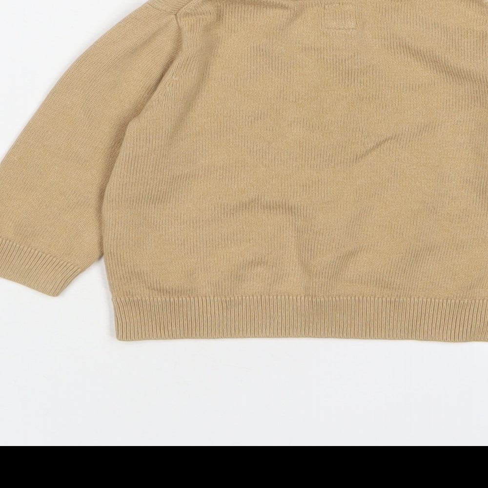 Brand and care label for Gap Baby Brown Cotton jumper, size 6-9, Months Button - Bear