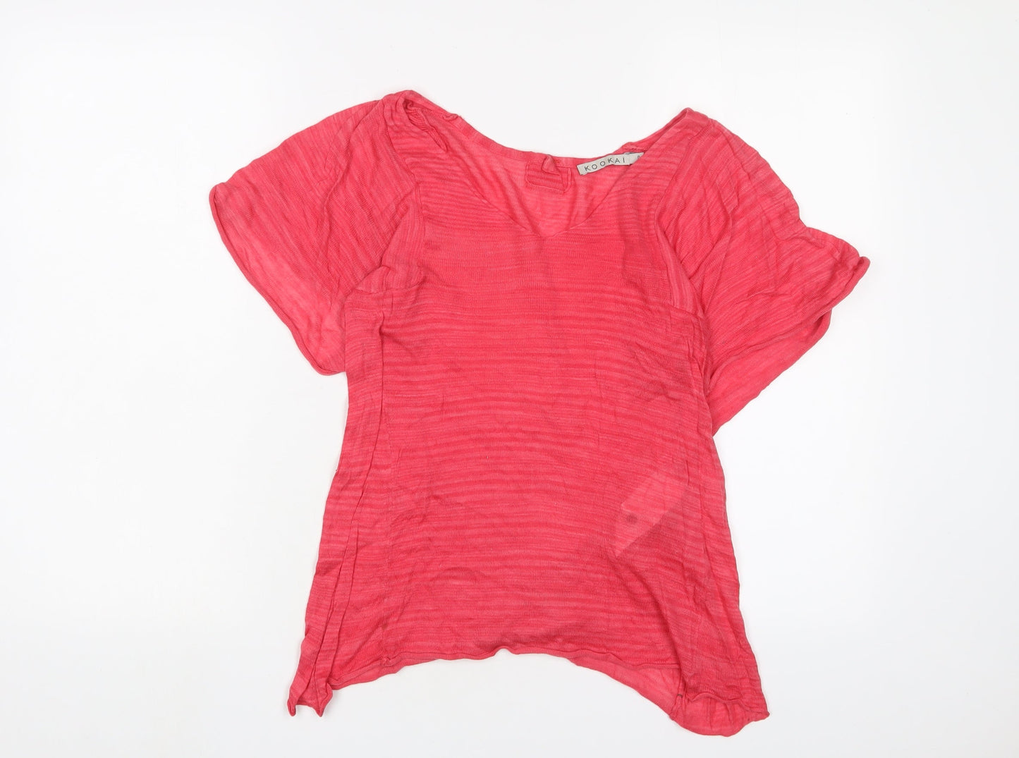 Kookai Womens Pink Cotton Basic T-Shirt Size S V-Neck