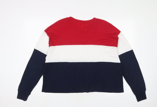 Hollister Womens Multicoloured Crew Neck Striped Polyester Pullover Jumper Size M