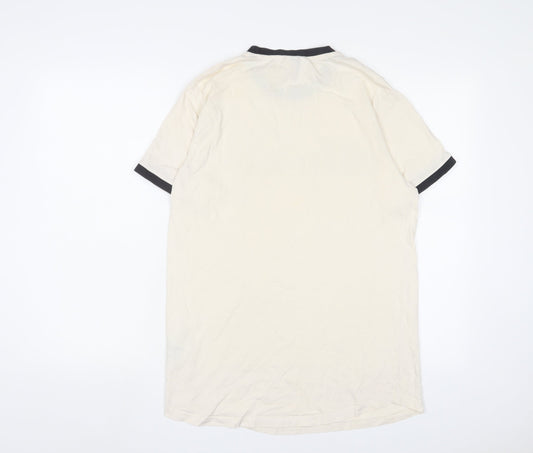 ellesse Mens Beige Cotton T-Shirt Size S Crew Neck - Logo