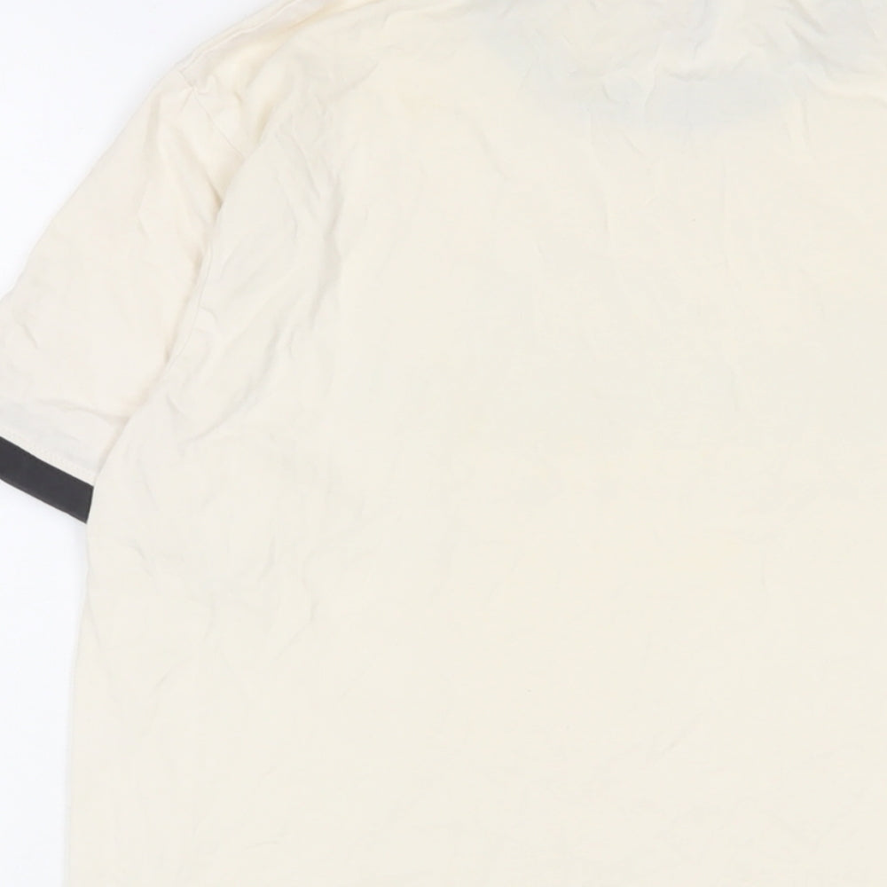 ellesse Mens Beige Cotton T-Shirt Size S Crew Neck - Logo