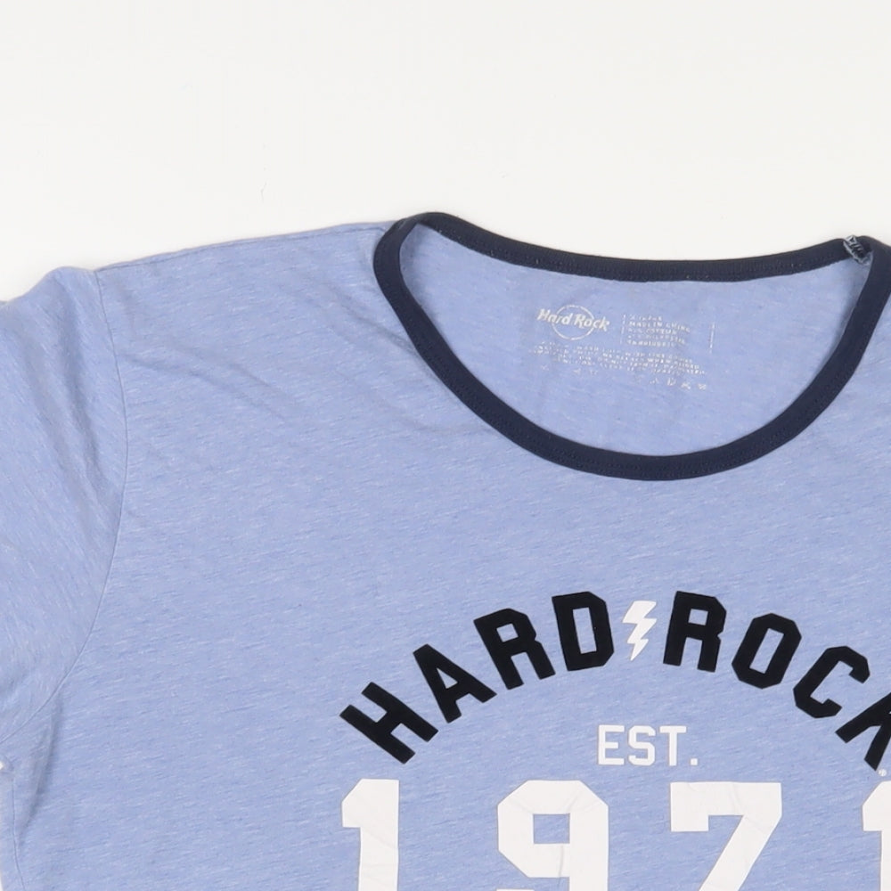 Hard Rock Womens Blue Polyester Basic T-Shirt Size 14 Crew Neck - Estimated size