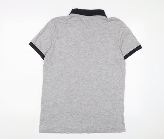 French Connection Womens Grey Cotton Basic Polo Size L Collared - Logo, Embroidered