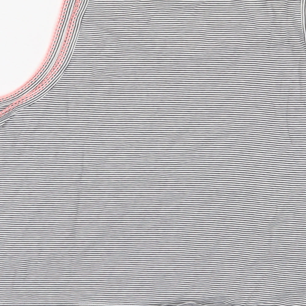 Brand and care label for Next girls’ black striped cotton basic t-shirt, size 16, years scoop neck pullover - tie front