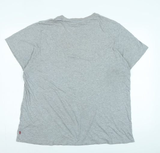 Levis Mens Grey Cotton T-Shirt Size 2XL Crew Neck - Logo