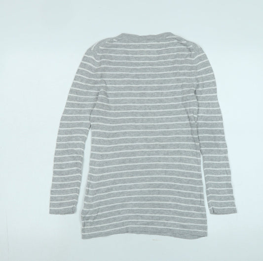 Gap Womens Grey Scoop Neck Cotton Pullover Jumper Size S - Logo