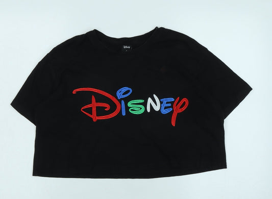 Womens UK Size S Disney Black Cotton T-Shirt