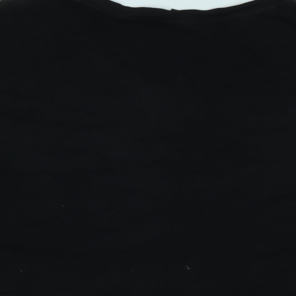 Disney Womens Black Cotton Basic T-Shirt Size S Crew Neck - Logo - Disney