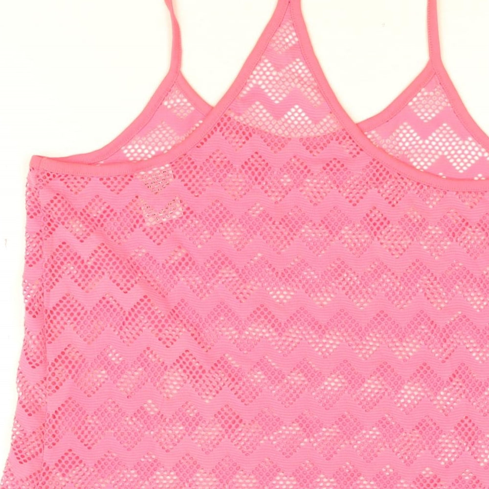 PINK Womens Pink Polyamide Basic T-Shirt Size XS Round Neck