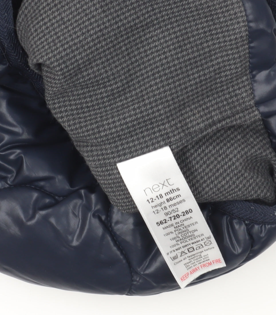 Close-up detail of Next Blue unisex toddler puffer jacket 12-18 months