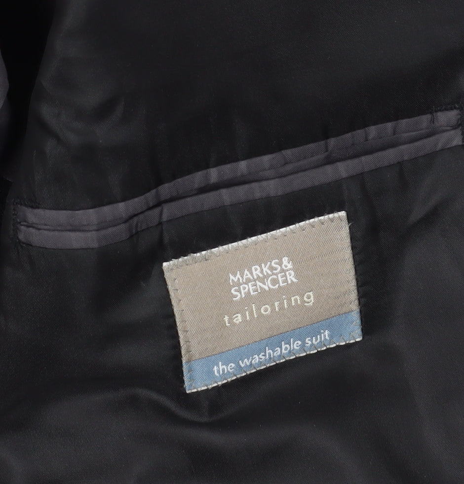 Brand and care label for Marks & Spencer Black Suit Jacket - M, Regular Fit