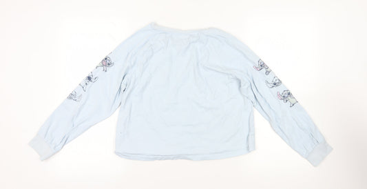 Back view of Disney Blue Stitch Long Sleeve T-Shirt - Medium