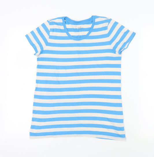Gap Blue Striped Basic Cotton T-Shirt Size M