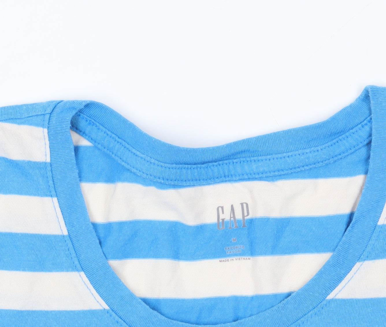 Gap Blue Striped Basic Cotton T-Shirt Size M