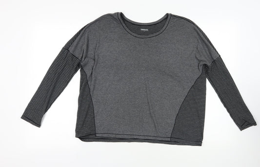 Additional front view of Bench Grey Striped Crew Neck T-Shirt, size S