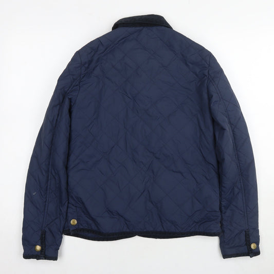 Jack Wills Womens Blue Quilted Jacket Size 10 Snap